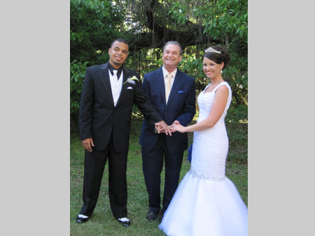 Jack Edmonds with the bride and groom at Kanapaha Botanical Gardens Jack Edmonds with bride and groom at Kanapaha Botanical Gardens